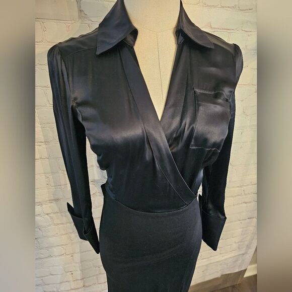 Diane Von Furstenberg DVF Vintage Wool & Silk Wrap Dress | Black | Size 2 | EUC - Picture 8 of 10